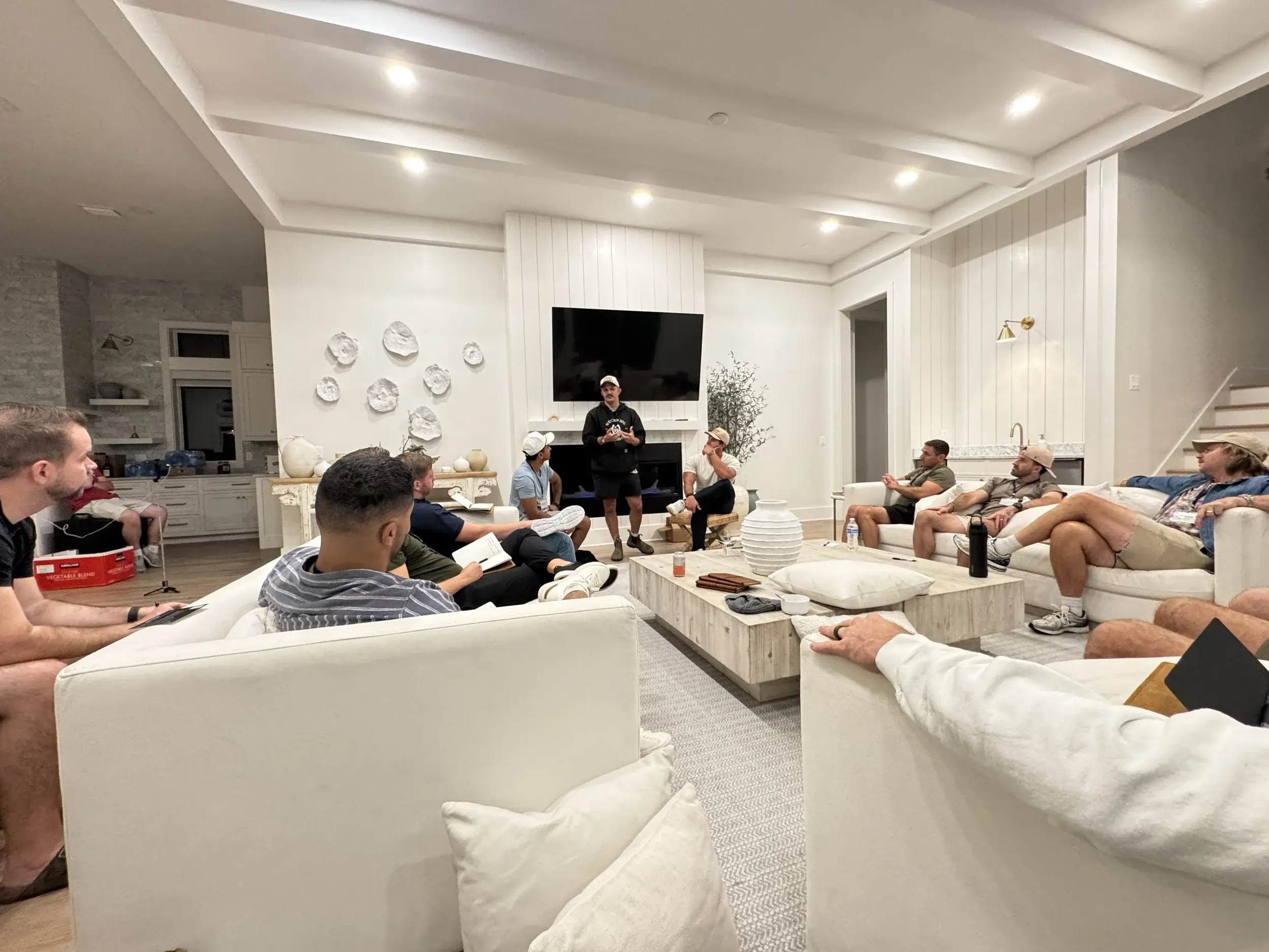 A teaching session in the villa living room